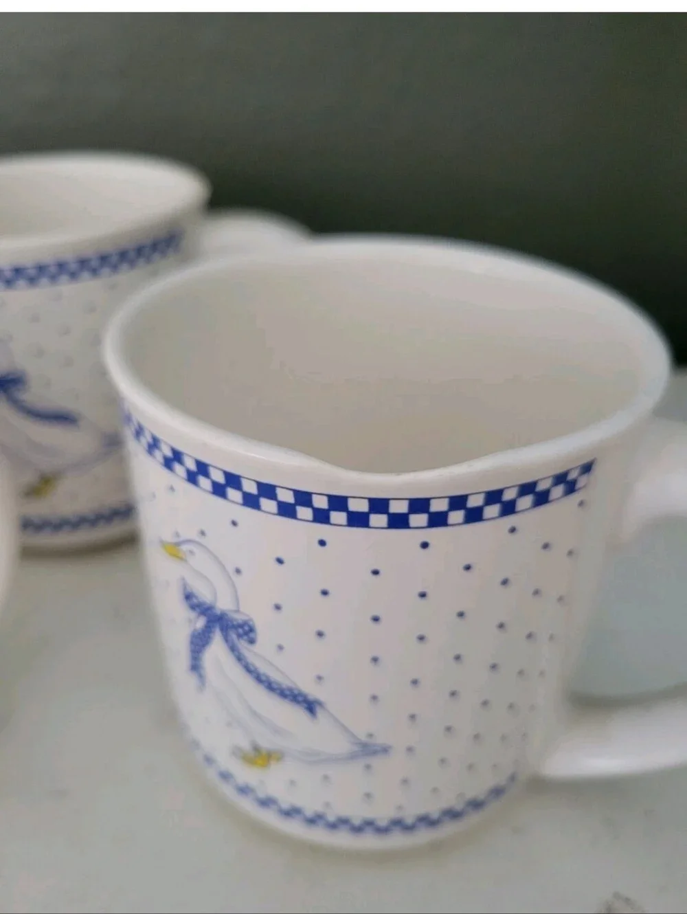 Vintage Blue Country Goose Tea Coffee Pitcher Mug Creamer Set Duck Cottagecore